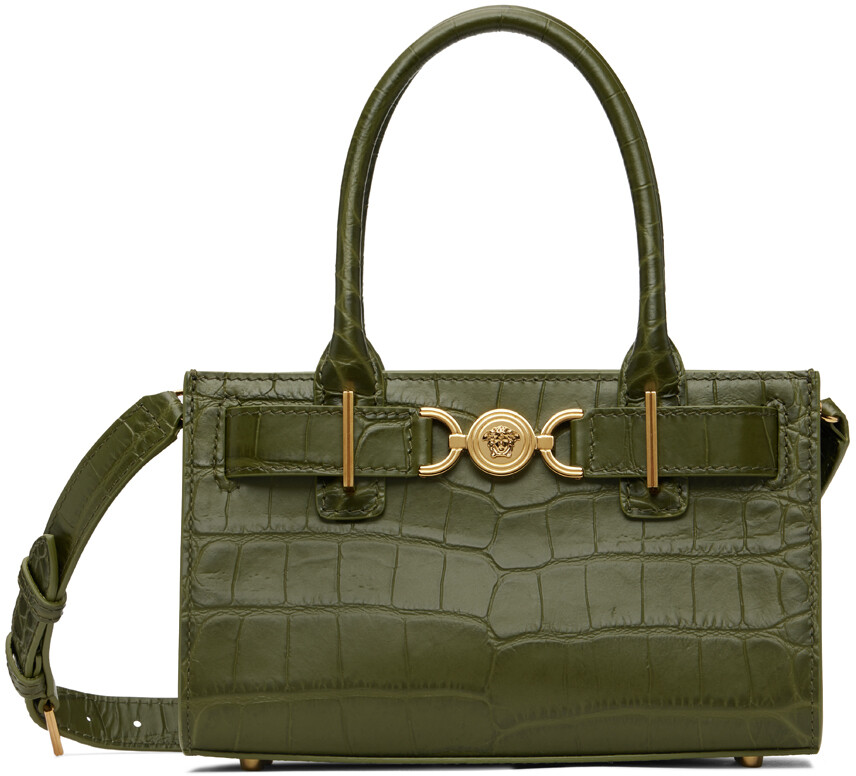 

Сумка Medusa '95 цвета хаки с крокодиловым эффектом, маленькая Versace