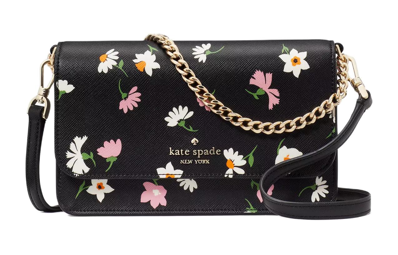 

Kate Spade Сумка через плечо из ПВХ саффиано малого размера женская черная мультиколор