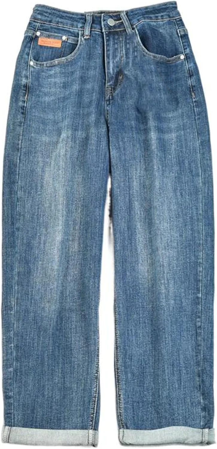 

Женские джинсы Harlan прямые потертые с подвернутым низом KOSFESFJHD