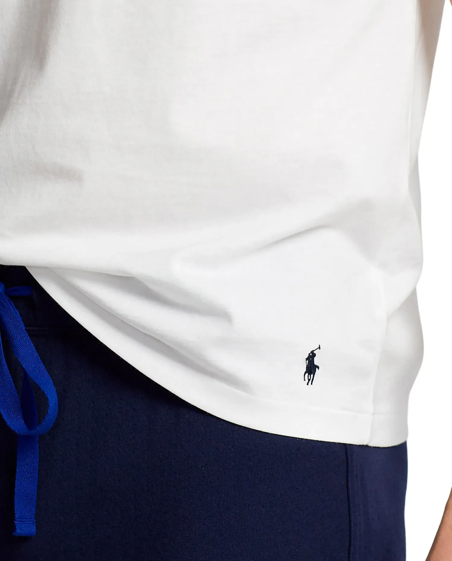 Мужская пижамная футболка из хлопкового трикотажа с логотипом Polo Ralph Lauren, белый — фото 4