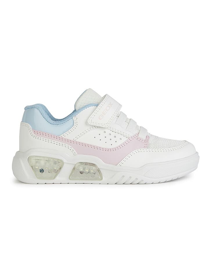 

Кроссовки на шнуровке Geox Sneakers Lights - Illuminus, цвет Weiß/Hellblau/Rosa