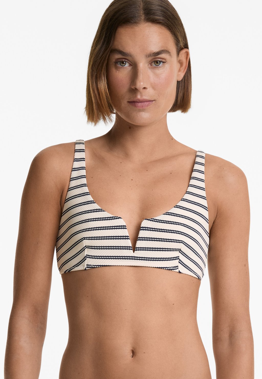 

Верх бикини STRIPED HALTER OYSHO, бежевый