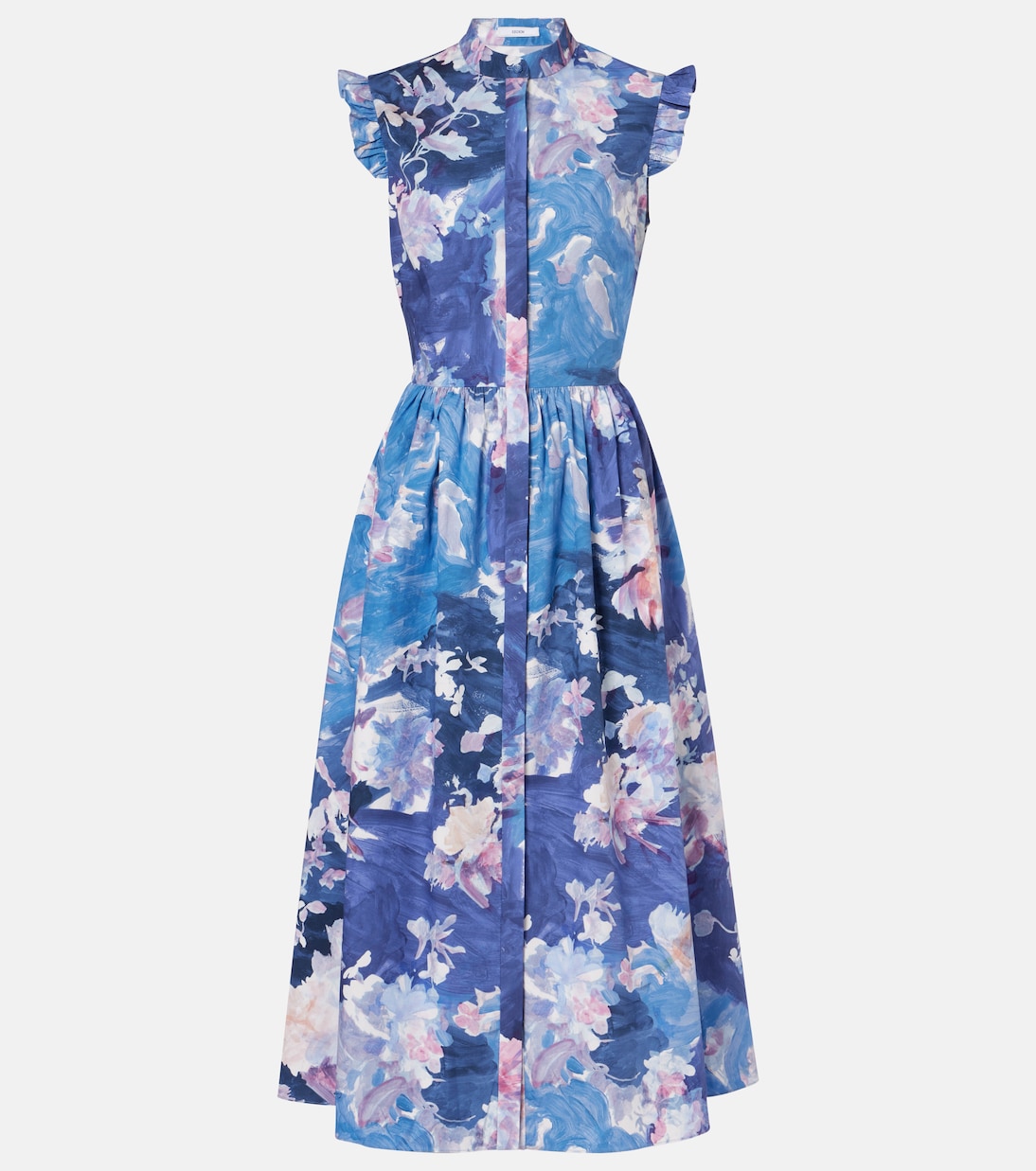 

Расклешенное цветочное миди-платье Erdem, Artist Garden Pale Cobalt