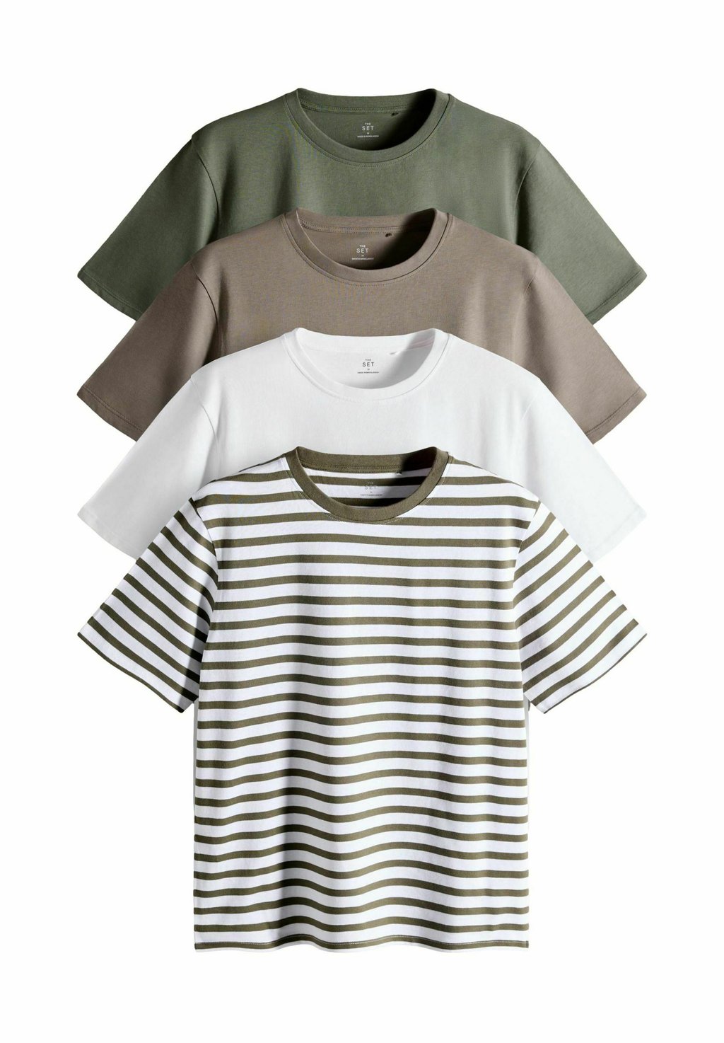 

Базовая футболка 4 PACK SHORT SLEEVE - REGULAR FIT - Print T-shirt THE SET, зеленый