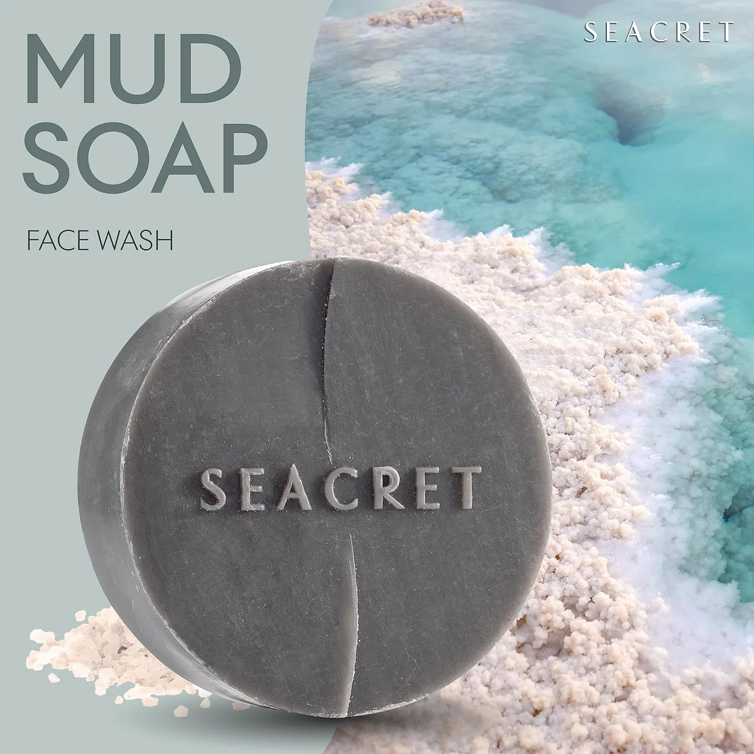 SEACRET Dead Sea Mud Soap Bar - очищающее средство для глубокой очистки и сужения пор с 21+ минералами и гамамелисом, натуральный скрабирующий спа-бар для нормальной и жирной кожи, без SLS, без отдушек, 125 г, Black — фото 3