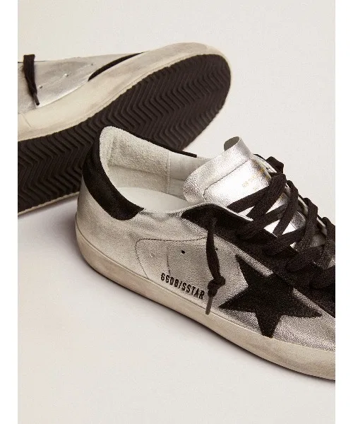 Мужские кроссовки GOLDEN GOOSE Super-Star из кожи и замши серебряные — фото 4