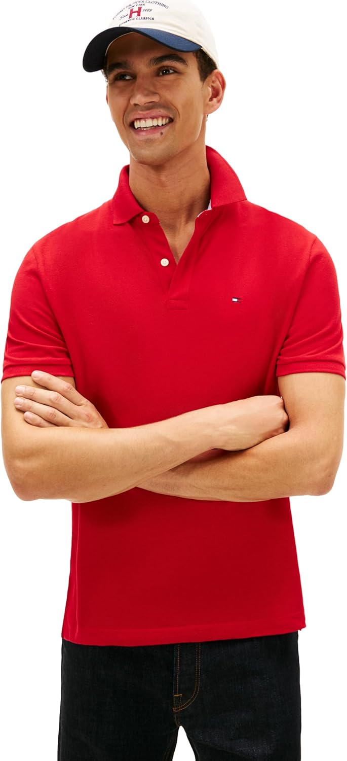 

Мужская рубашка-поло Tommy Hilfiger с короткими рукавами из хлопка пике классического кроя, Regal Red, Красный, Мужская рубашка-поло Tommy Hilfiger с короткими рукавами из хлопка пике классического кроя, Regal Red