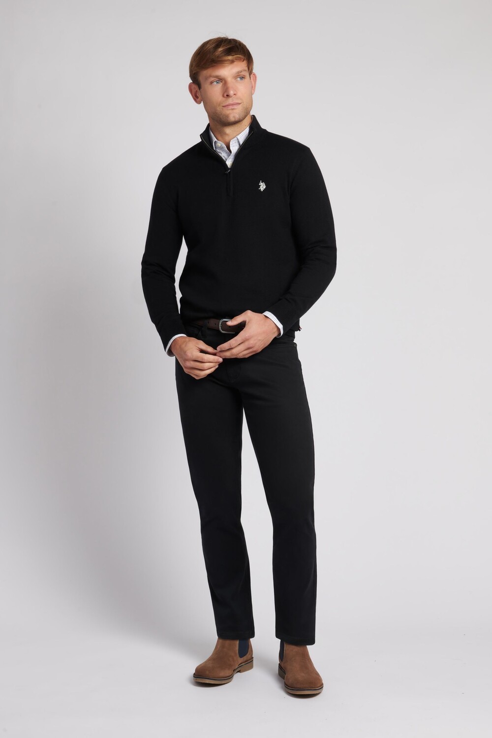 Мужская рубашка оксфорд персикового цвета U.S. Polo Assn, черный — фото 3