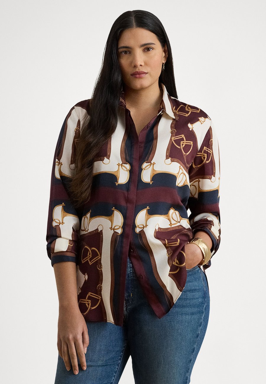 

Блуза Lauren Ralph Lauren Woman CLASSIC FIT EQUESTRIAN-PRINT TWILL SHIRT, Navy/Cream Multi/Off-White