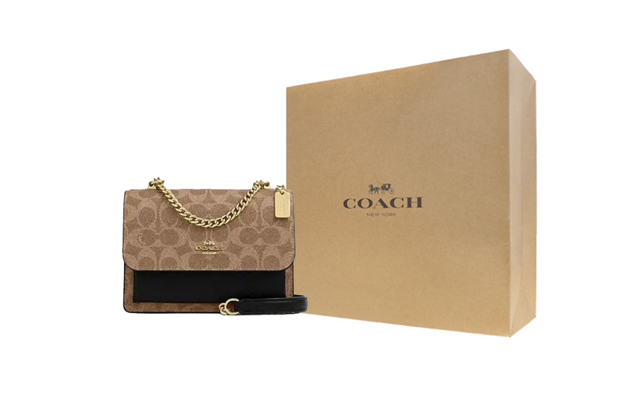 

Coach Сумка через плечо Klare из искусственной кожи с отделкой из коровьей кожи, маленькая женская, коричнево-желто-черная