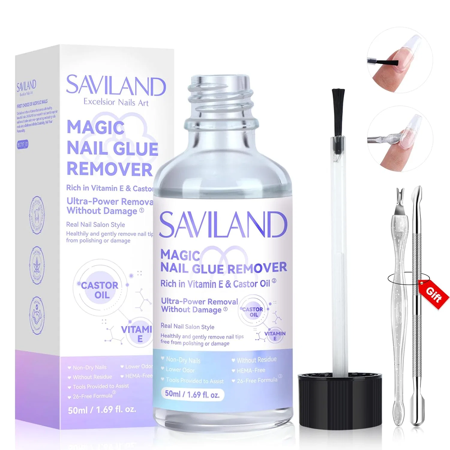 Набор для снятия клея для ногтей от SAVILAND Saviland, 50 Ml Remover
