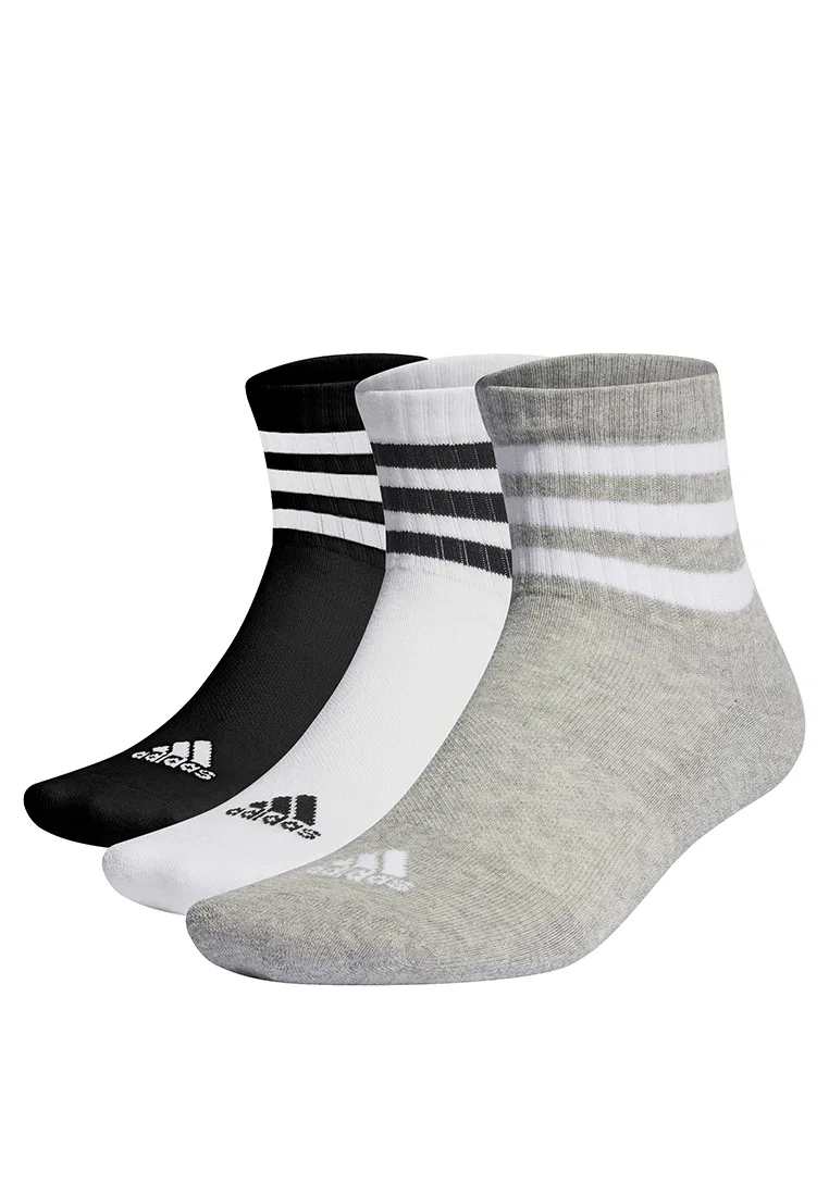 Носки спортивные низкие с мягкой подошвой, 3 пары, Adidas, белый/черный/серый