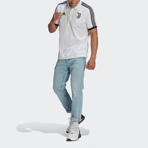 Футболка 21-22 season juventus soccer/football casual training short sleeve polo shirt white Adidas, белый — фото 4
