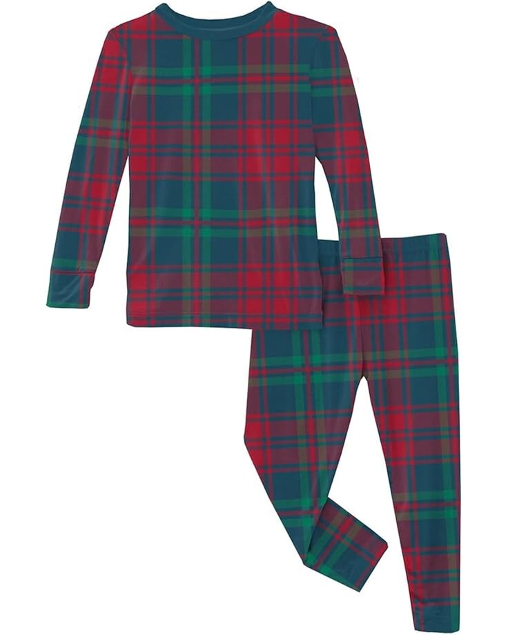 

Пижама Kickee Pants Kids Print Long Sleeve Pajama Set, цвет Peacock Plaid