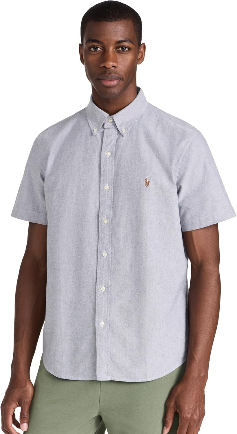 

POLO RALPH LAUREN Мужская классическая оксфордская рубашка с коротким рукавом, Slate