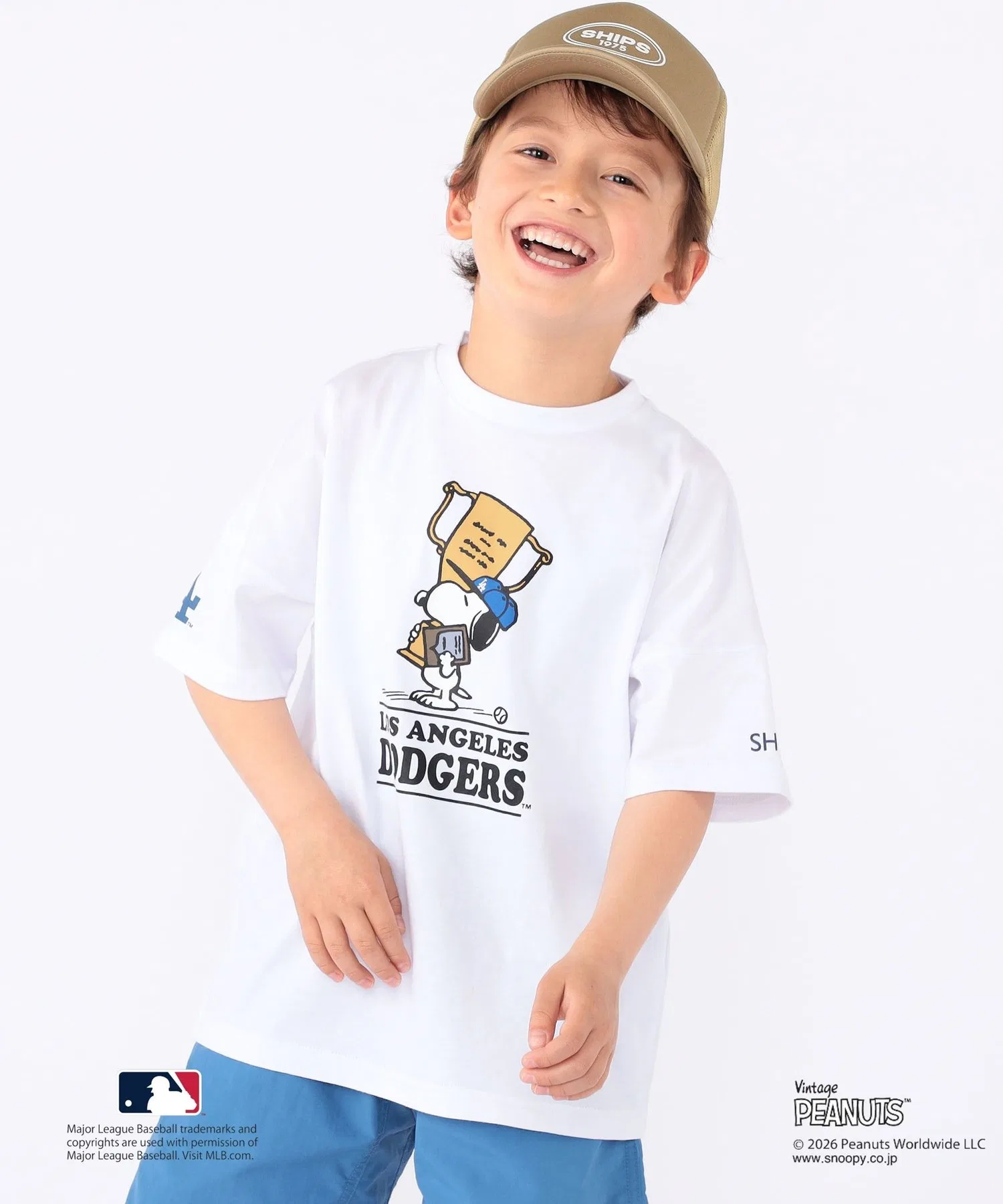 Детская футболка SHIPS KIDS PEANUTS×MLB с принтом — фото 2