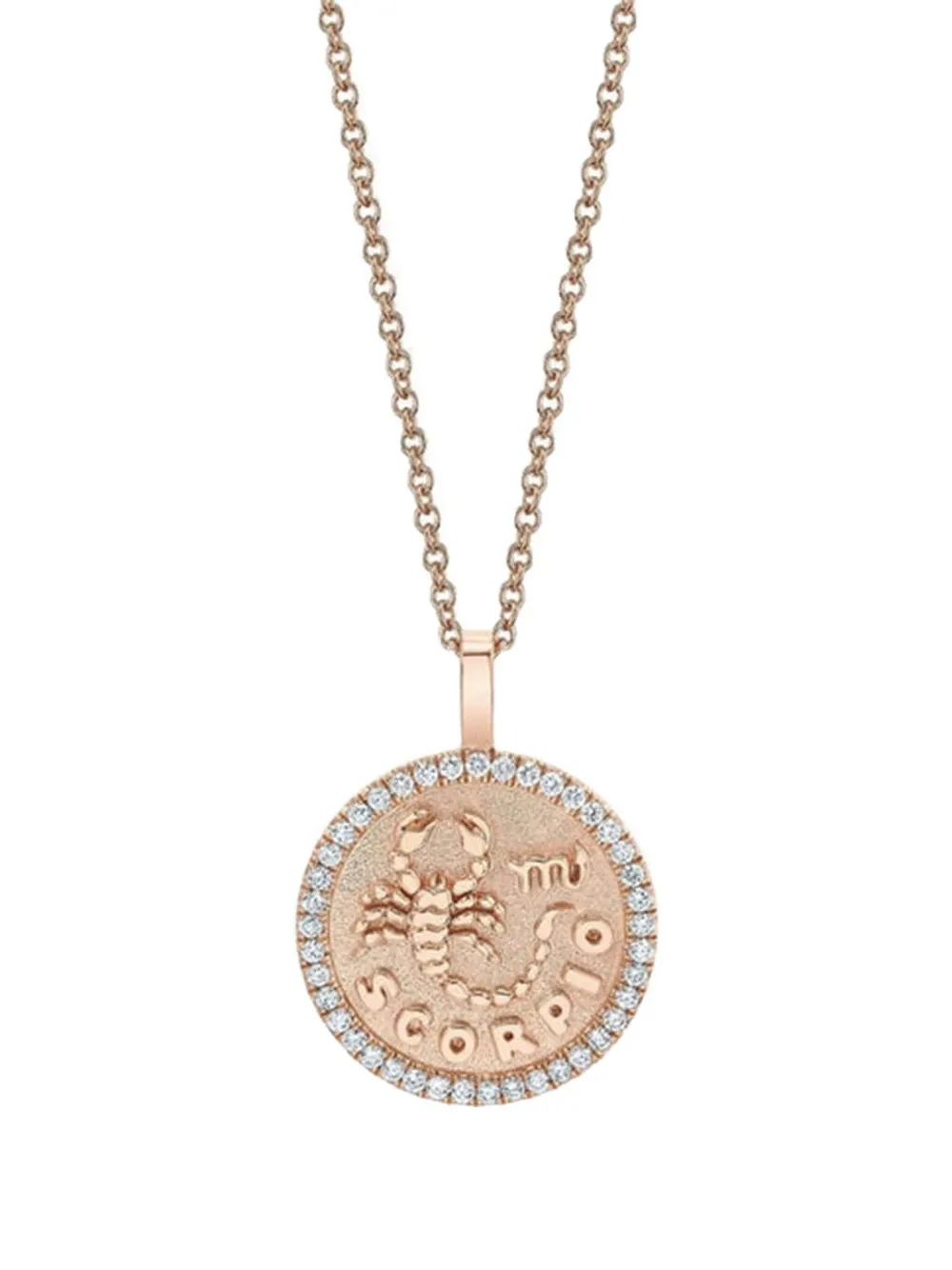 

18kt rose gold Scorpio Coin diamond necklace Anita Ko, розовый
