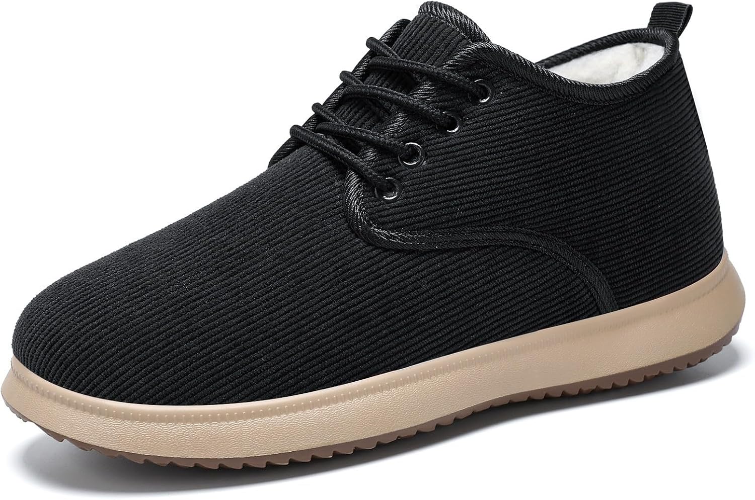 

Унисекс зимние ботинки на шнуровке - круглый носок, утепленные мехом, теплые ботильоны, стойкие к скольжению, повседневная обувь для ходьбы для женщин и мужчин Generic, черный