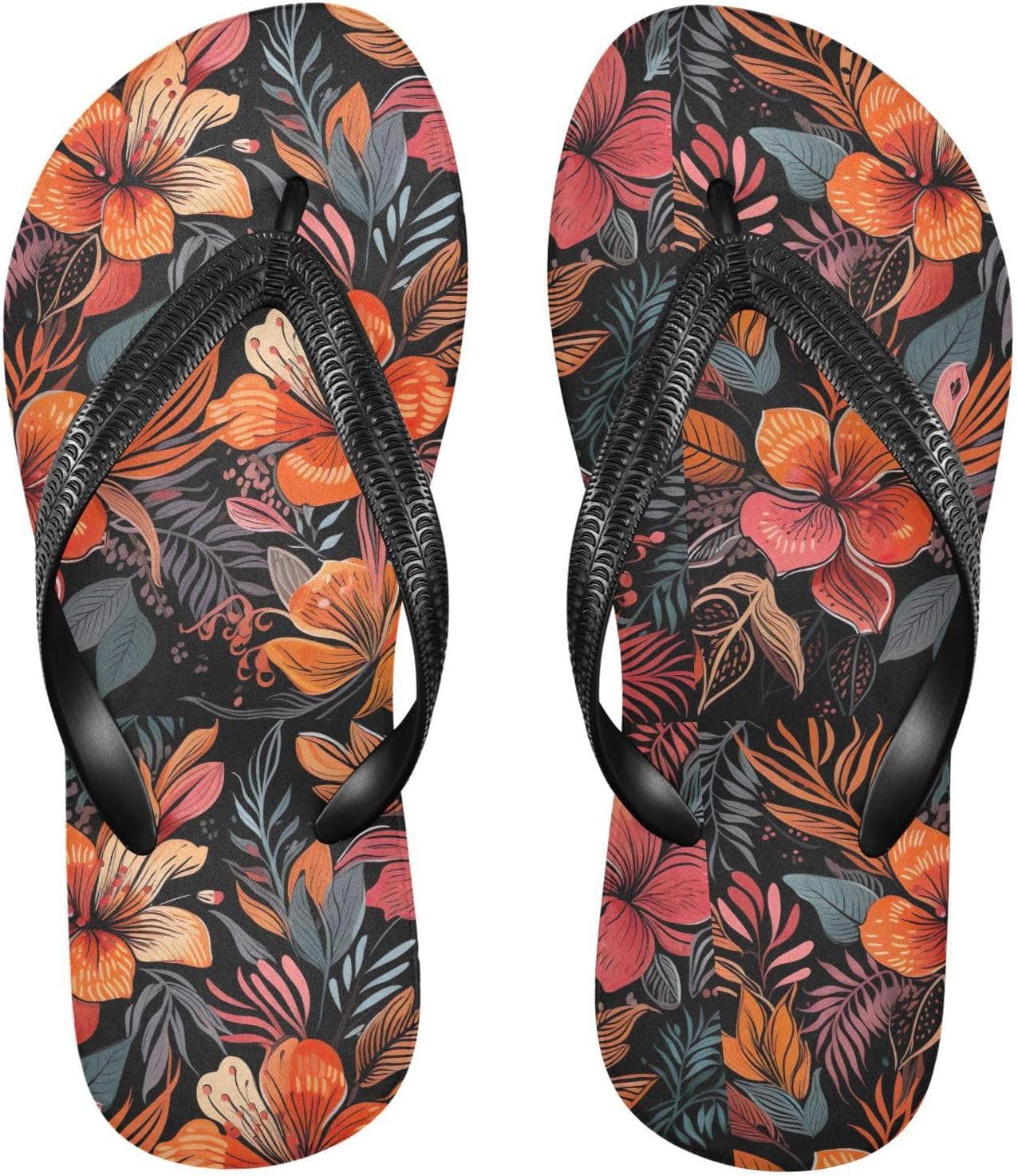 

SPRIPORT тропические цветочные тонкие шлепанцы для женщин и мужчин, удобные повседневные вьетнамки с мягкой подошвой, нескользящей резиновой подошвой, для ванной, душа, пляжа и летних прогулок, Multicoloured