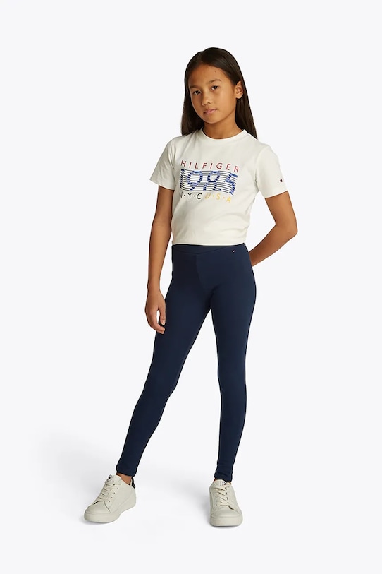 

Детские хлопковые леггинсы Tommy Hilfiger, темно-синий