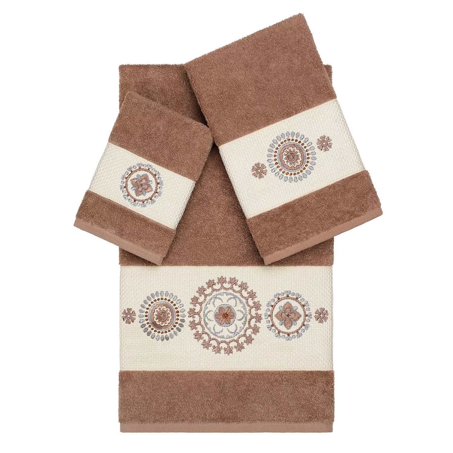 

Linum Home Textiles Набор полотенец из 3 предметов из турецкого хлопка с украшением Isabelle
