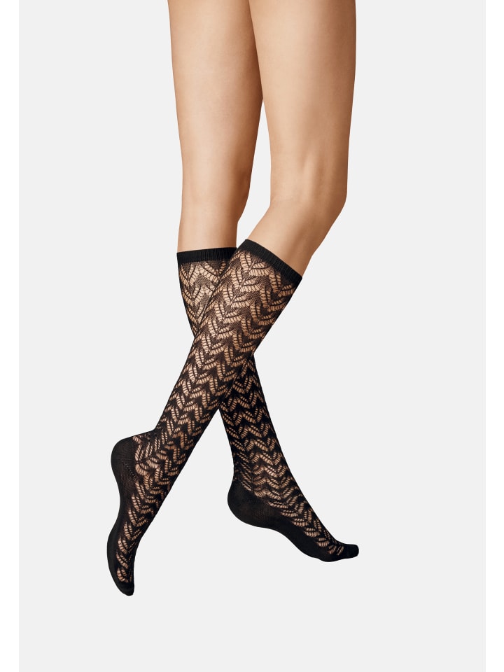 

Kunert Высокие носки до колена с ажурной вязаной текстурой цвета эбенового дерева