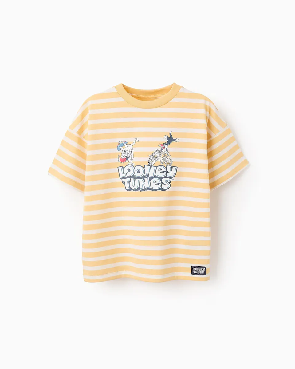 

Футболка мальчика в полоску с мотивом Looney Tunes Zippy, жёлтый