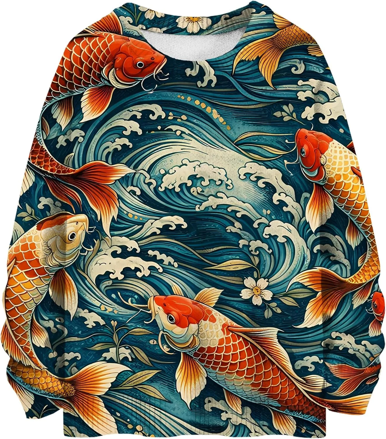 

Толстовка с капюшоном Fashiononly Koi Carp с водной иллюстрацией