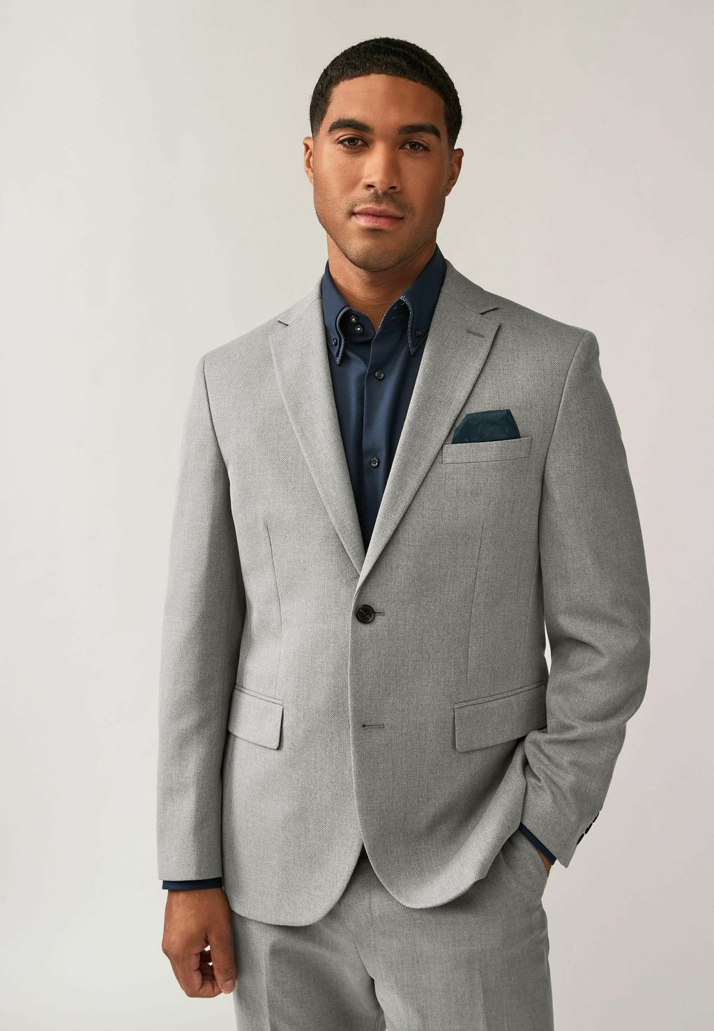 

Элегантный пиджак TEXTURED REGULAR FIT Next, серый