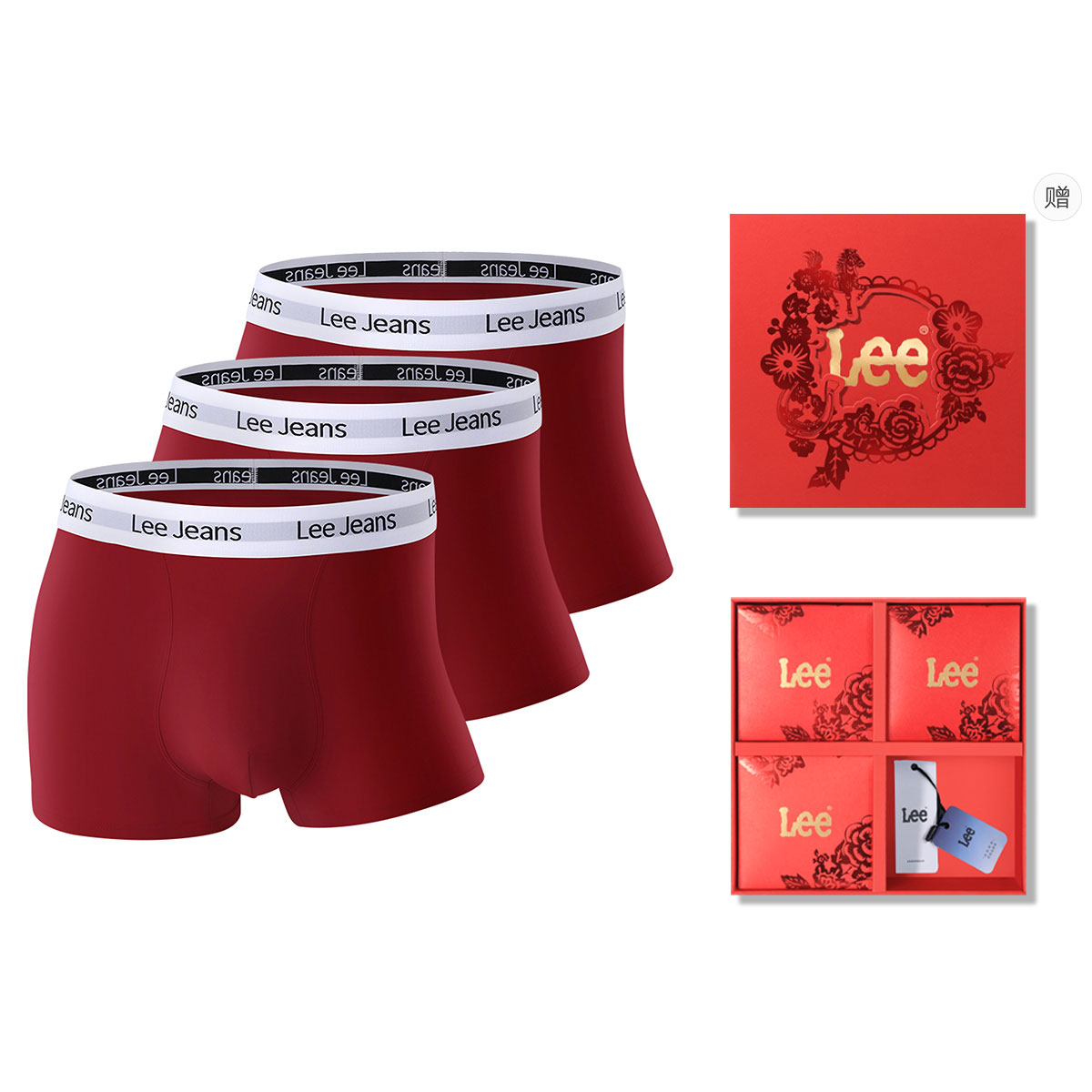 

Комплект мужских трусов подарочный набор Lee, Box 3 Pack (красный+красный+красный)
