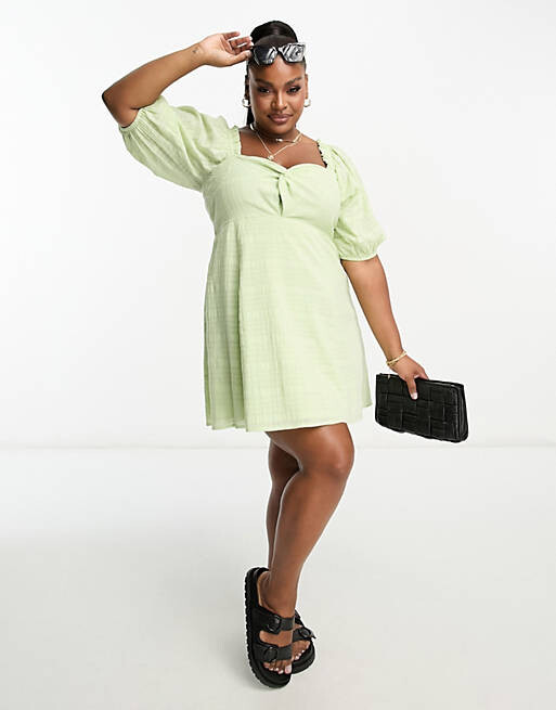 

Платье мини в клетку с узлом спереди ASOS DESIGN Curve