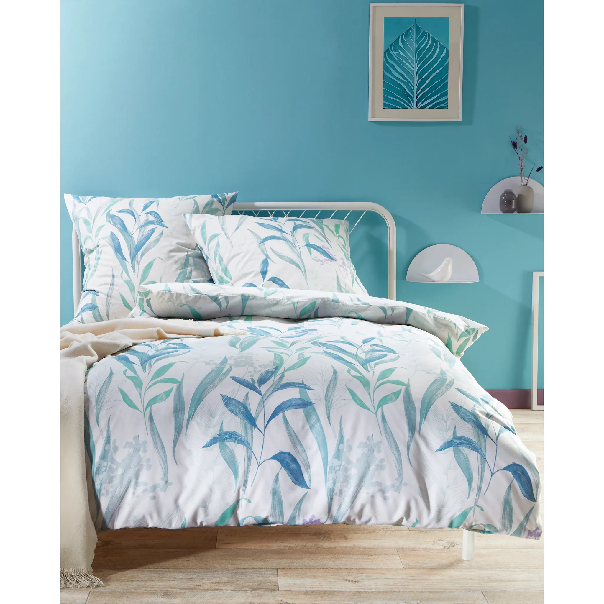 

Постельное белье Kaeppel «Fresh Leaves», с листьями, цвет aqua