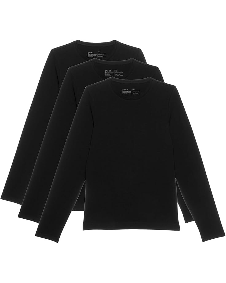 

Лонгслив PACT Cool Stretch Long Sleeve Crew Undershirt 3-Pack, черный