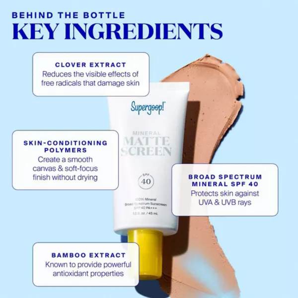 100% минеральный матирующий солнцезащитный крем spf 40 Supergoop!, 20 гр — фото 4