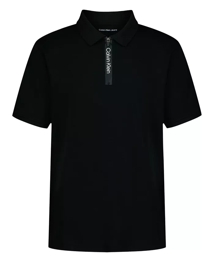 

Мальчиковая поло с молнией спереди, размеры 8-20 Calvin Klein, черный