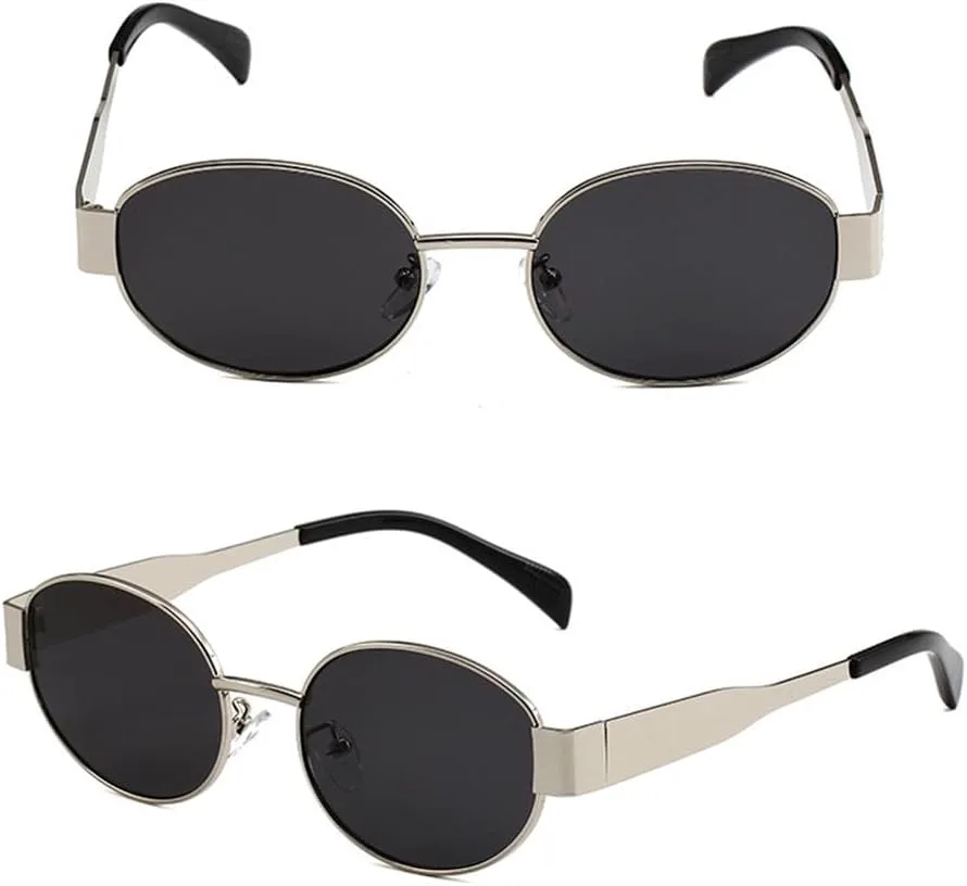 

Женские круглые солнцезащитные очки в стиле металл-панк с защитой от УФ-излучения UV400 для вечеринок, пляжа, путешествий и отдыха на природе UYPTK, Black Transparent