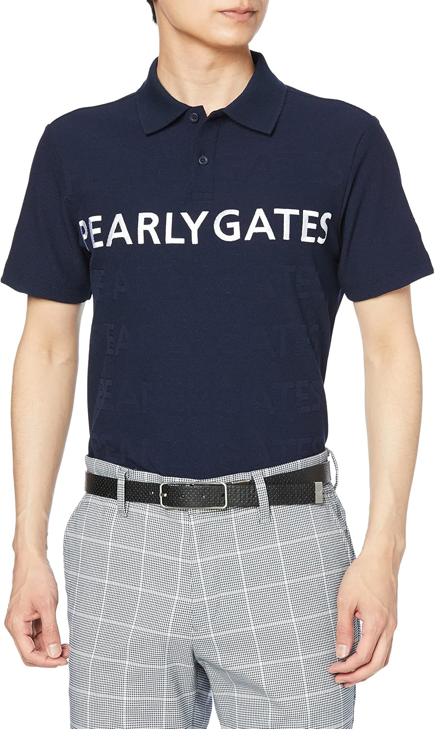 

Мужская поло-рубашка с коротким рукавом Parly Gates 053-3160311 (с жаккардовым логотипом бренда) / для гольфа Pearly Gates, темно-синий