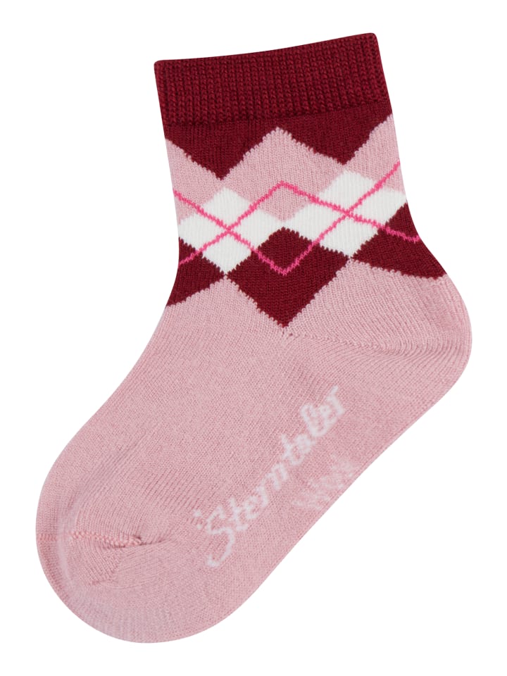 

Sterntaler Шерстяные клетчатые носки розового цвета