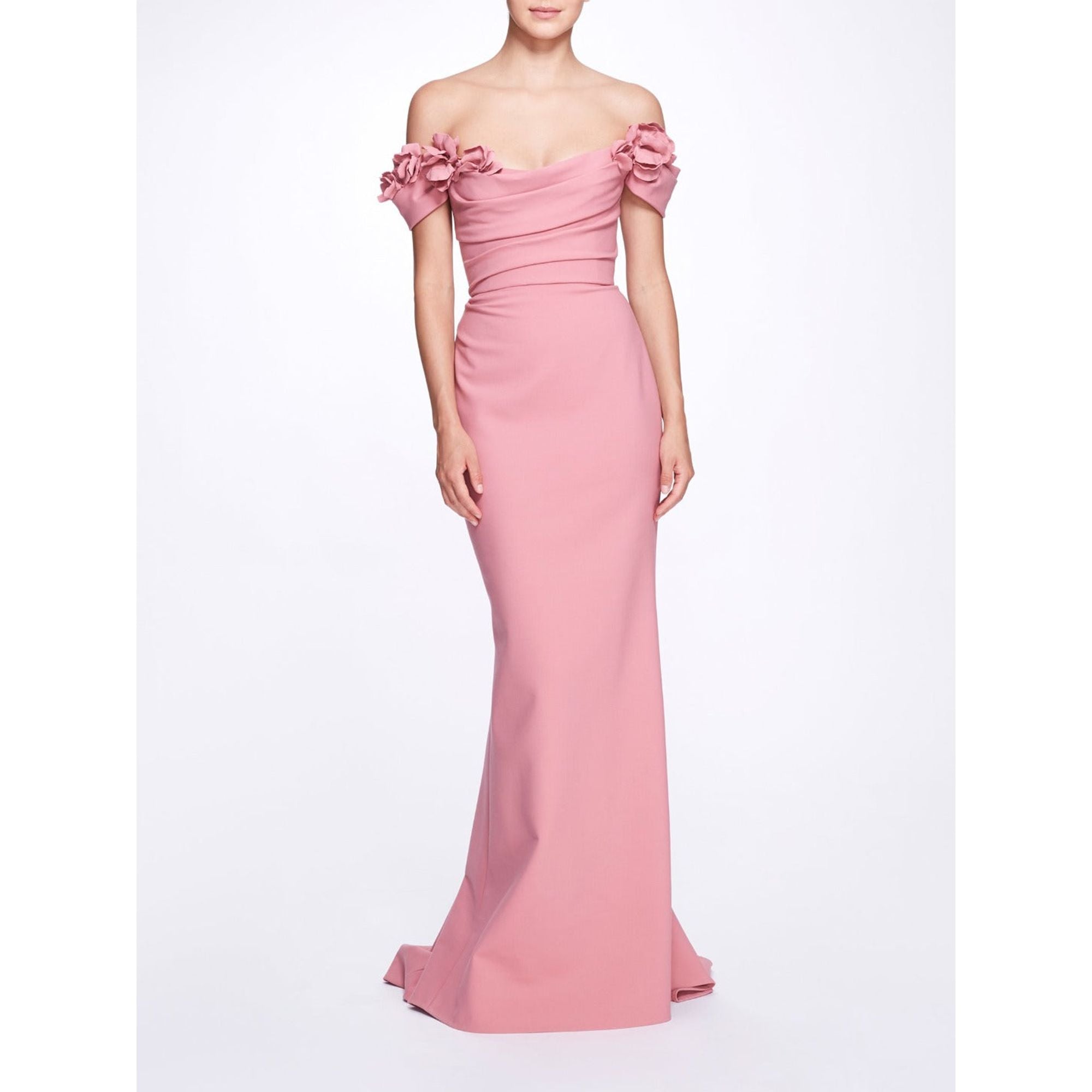 

Платье с драпированными розами Marchesa, розовый