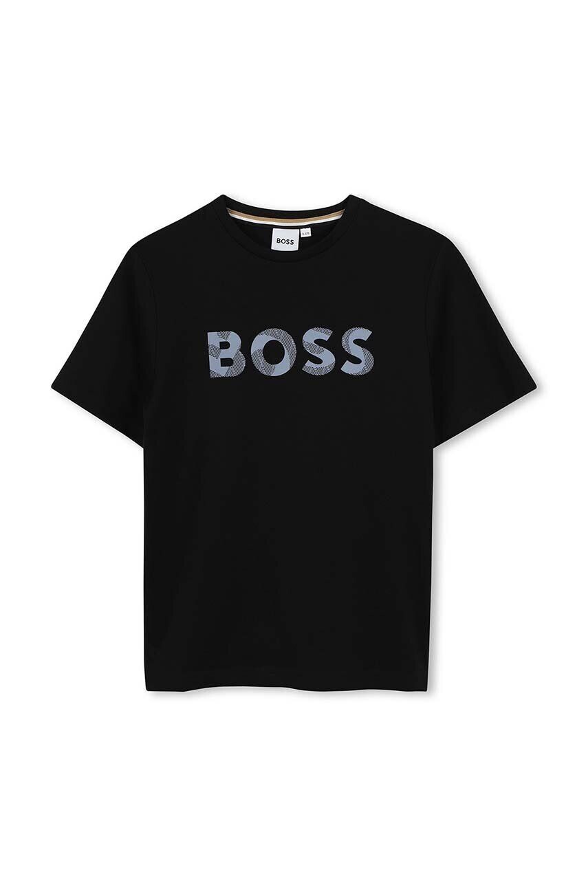 

Детская хлопковая футболка BOSS, черный