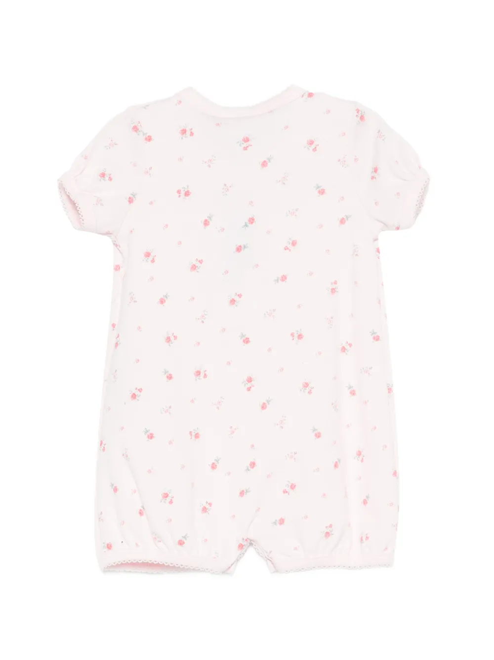 Комбинезон с цветочным принтом и кружевной отделкой Petit Bateau, розовый — фото 2