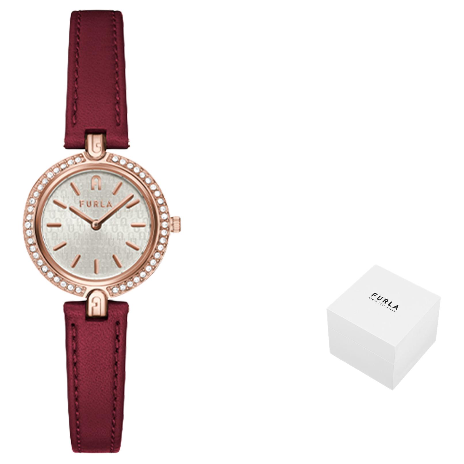 

Furla Часы HERITAGE Series Wrist Watch Quartz Movement Genuine Leather Strap 28mm Silver Dial Women's Watch WW00006005L3 1, Cherry Red