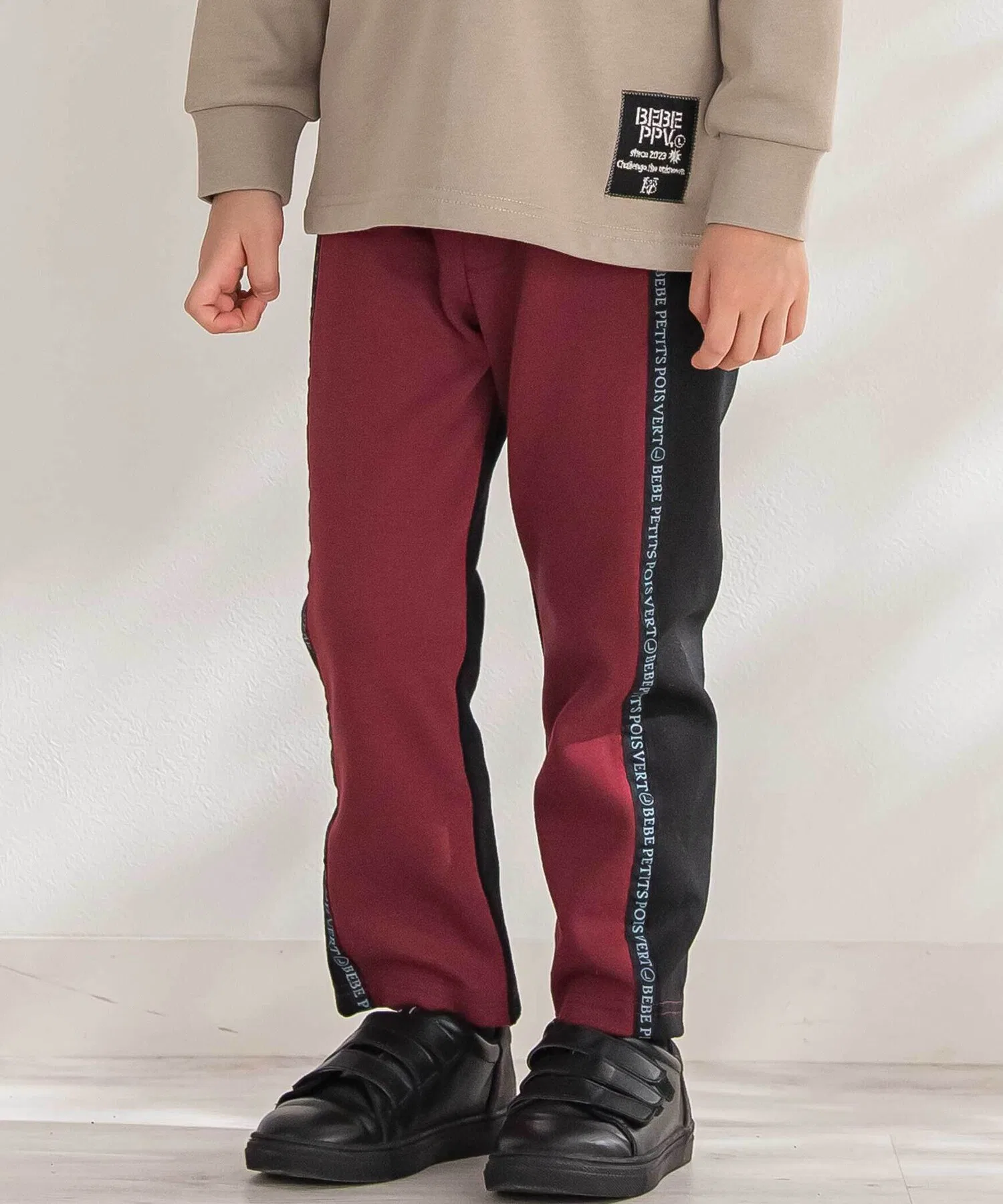Детские брюки BeBe Petits Pois Vert с логотипом, прямые, чёрные