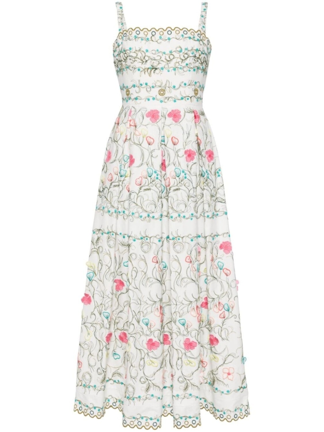 

Платье макси с цветочной вышивкой Elie Saab, белый