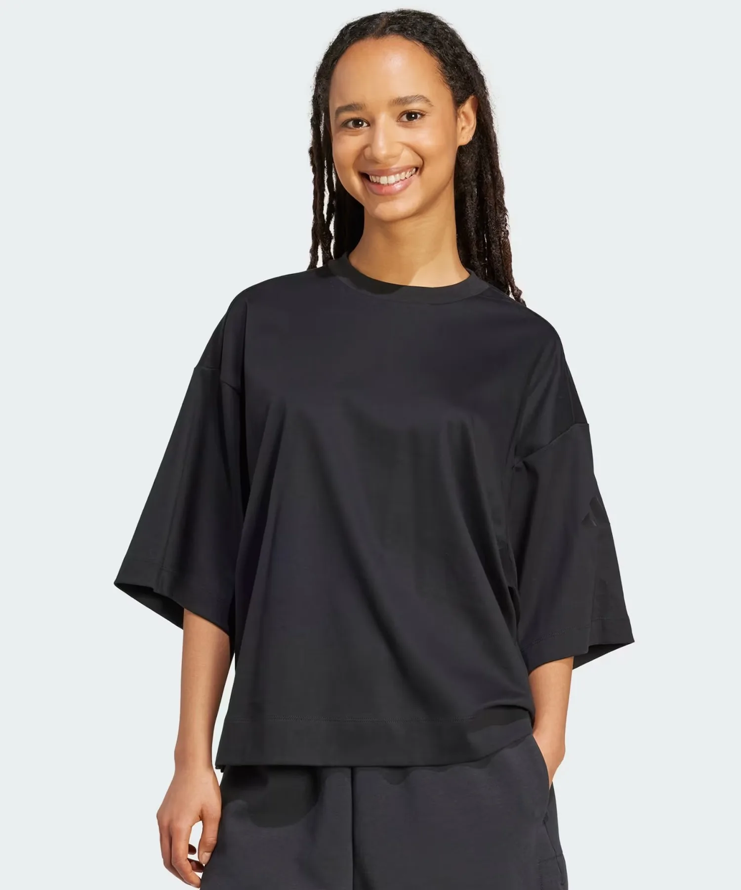 Женская футболка loose fit из мягкого интерлока KLH94 adidas off-white — фото 4