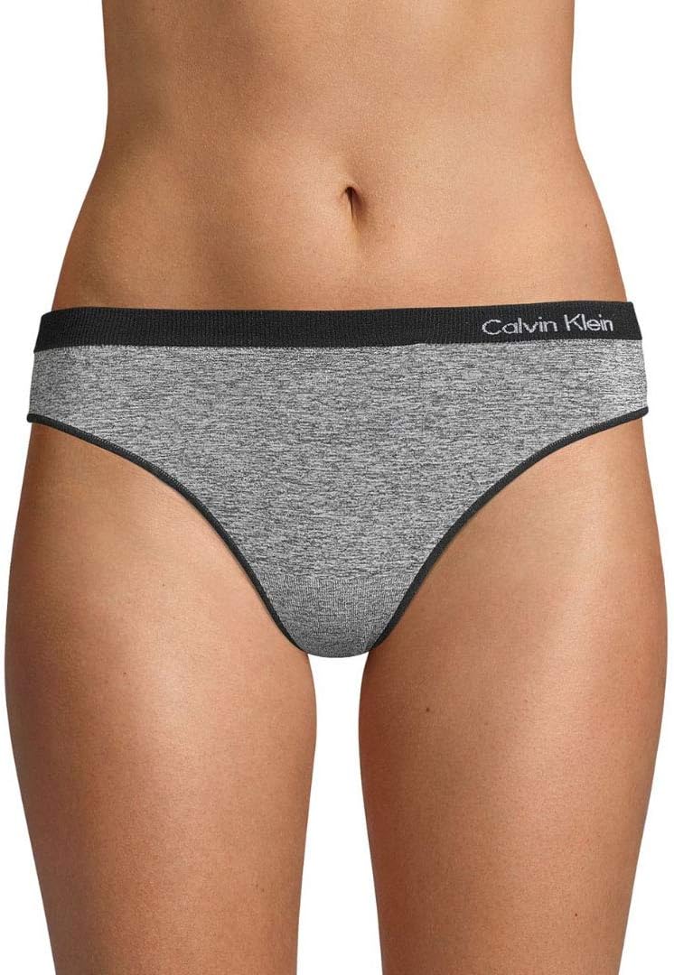 Набор из двух классических женских трусиков-стрингов Calvin Klein с логотипом, Grey Heather(Qp1828-062)/Black — фото 2