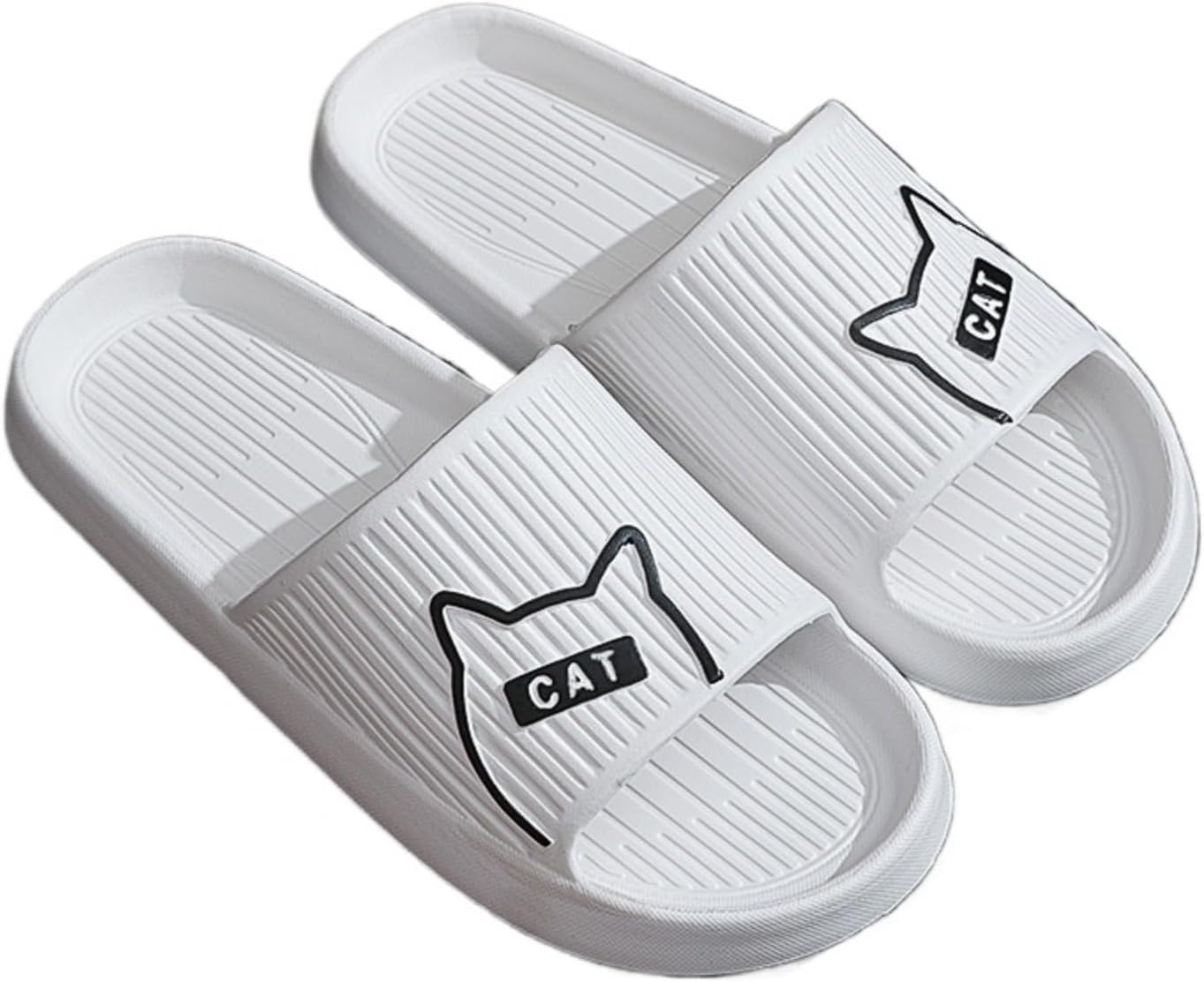 

Милые тапочки с котиком для женщин и мужчин, забавный персонаж, новинка, кавай, пушистые, мягкие, теплые, с подошвой, не скользят, для дома и улицы Elirar, белый