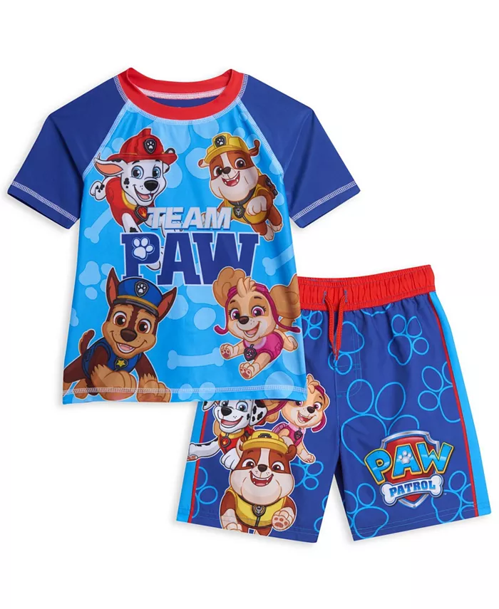 

Детский комплект для плавания: худи-рашгард и шорты Boys Pullover Rash Guard and Swim Trunks Outfit Set Paw Patrol, синий