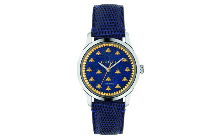

GUCCI Наручные часы G Timeless Collection с автоматическим механизмом, ремешком из натуральной кожи и синим циферблатом, мужские часы