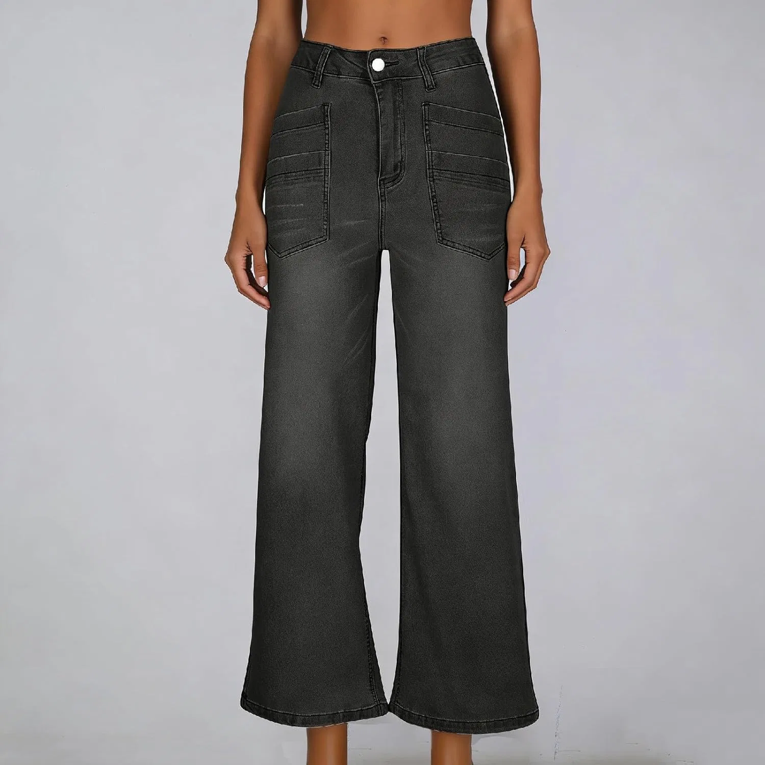 Джинсы свободные Wide Leg Denim, черные — фото 2